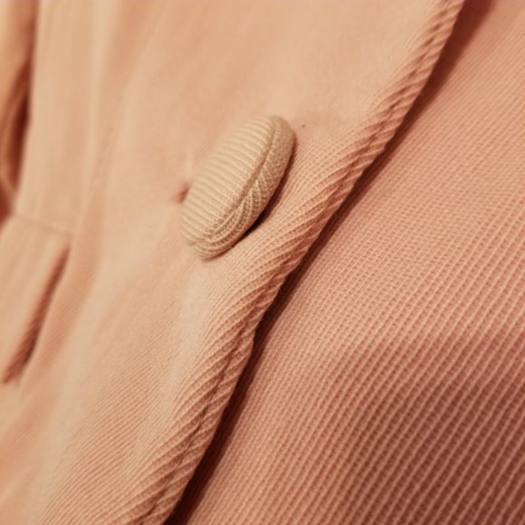 Vintage 50-60's Diagonal Textured Wool Cropped Pink Jacket Worker Union Blazer - Picture 7 of 16